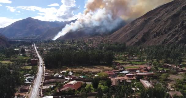 Vidéo Incendie Dans Les Andes Péruviennes Urubamba Cuzco Montagnes Feu — Video