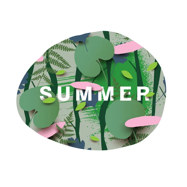Sommerillustration mit verschiedenen Blättern — Stockvektor