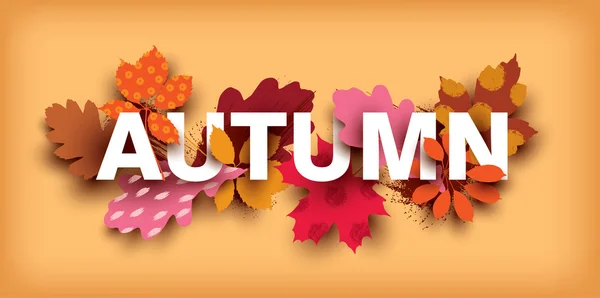 Podzimní karta s různých rostlinných prvků na pozadí. Barevné ilustrace pro váš banner, plakát, leták — Stockový vektor