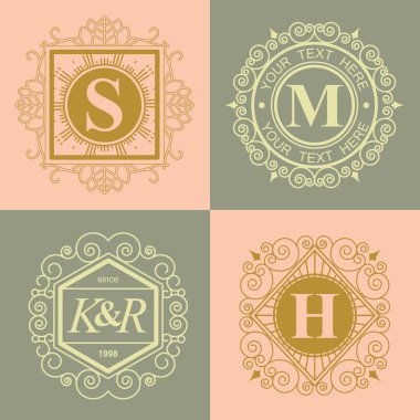 Süsleri kaligrafi monogram kümesi.