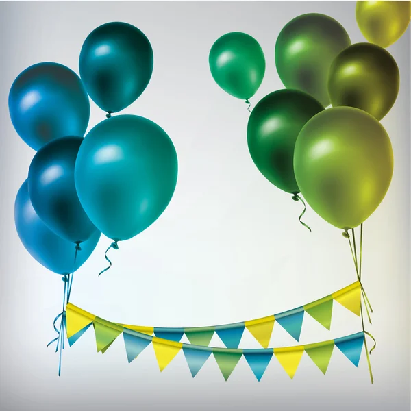 Balões coloridos e guirlanda de papel . — Vetor de Stock