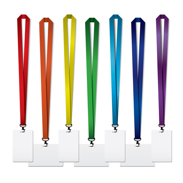 Set of colorful lanyards.