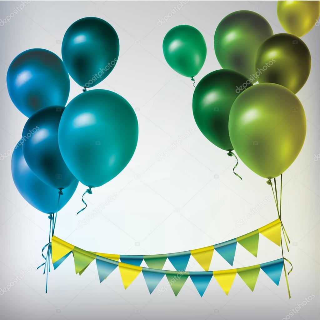 Colorful balloons and paper garland.