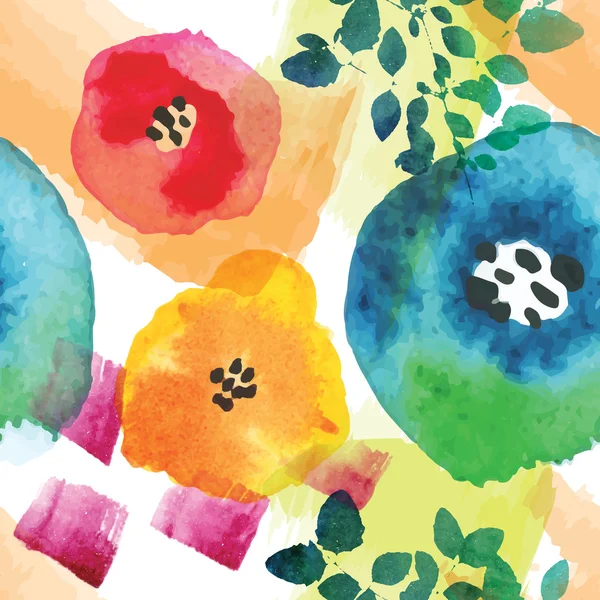 Modern floral seamless pattern in watercolor technique. — ストックベクタ