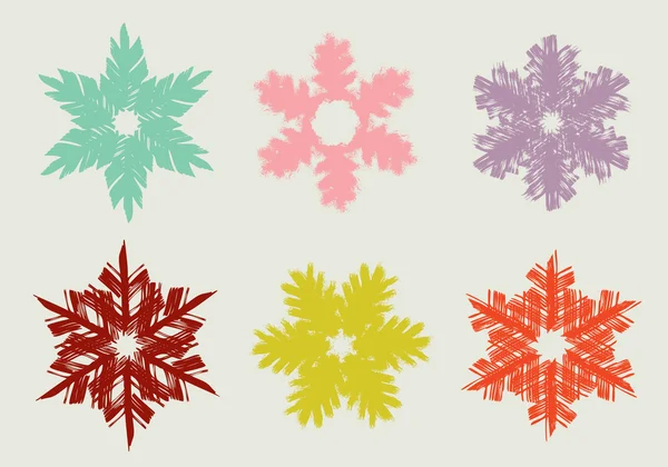 Set of different hand drawn snowflakes — Stock Vector