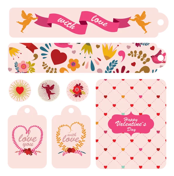 Set of labels to celebrating Valentine`s day. — Stock Vector