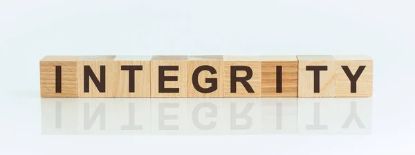 Blokkok Szöveg Integritás Szöveg Fekete Betűkkel Van Írva Tükröződik Táblázat — Stock Fotó
