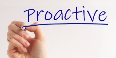 El yazması yazması işaretleyici, kavram, mavi harfler ile proaktif