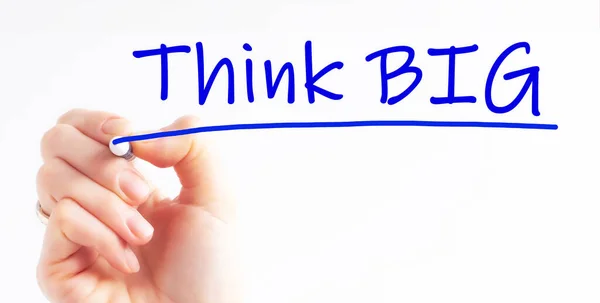 Escritura a mano inscripción Think BIG con marcador azul, concepto — Foto de Stock