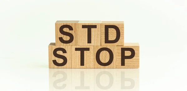 Stop Std Infezioni Sessualmente Trasmesse Testo Cubi Legno Concetto Medico — Foto Stock