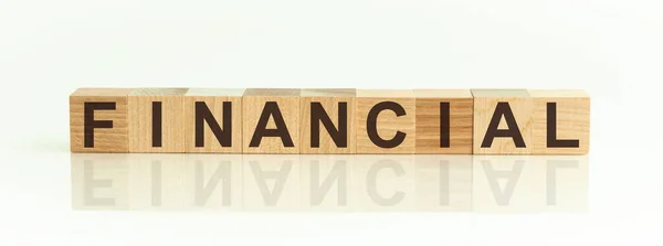 Texto Financiero Escrito Bloques Madera Concepto Mercado Financiero — Foto de Stock