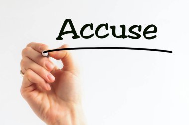 El yazması yazması Suçlama siyah renkli kalem, konsept, stok resmi