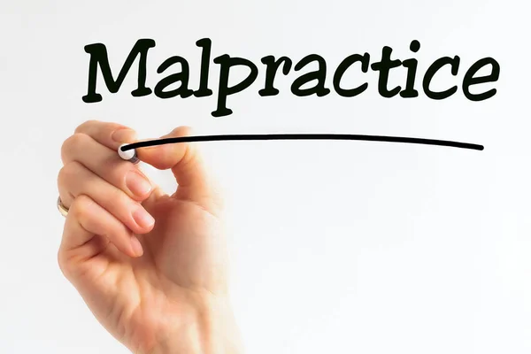 Hand Writing Inscription Malpractice Black Marker Concept Stock Image — Stock Photo, Image