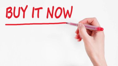 El yazması yazması al. Kırmızı kalem, kavram, hisse senedi resmi ile birlikte.