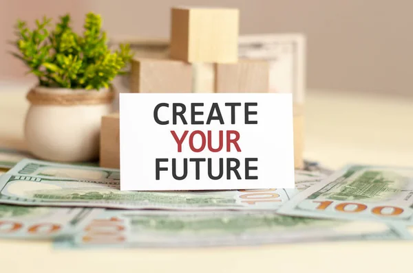 Cartão Papel Branco Com Texto Crie Seu Futuro Está Fundo — Fotografia de Stock