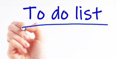 El yazması yazıtı LST ile mavi renk işaretleyici, konsept, stok resim