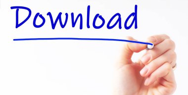 El yazması yazması Mavi renk kalemi, konsept, stok resmi ile indir