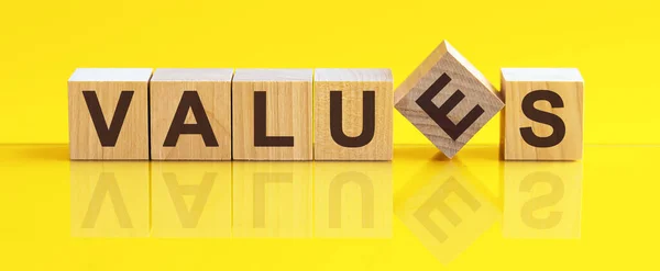 Values Word Written Wood Block Values Word Made Wooden Building — Stock Photo, Image