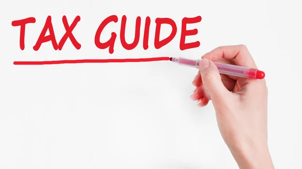 Hand Writing Inscription Tax Guide Red Color Marker Concept Stock —  Fotos de Stock