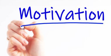 Mavi renk işaretleyicili el yazısı motivasyonu, konsept, stok resmi