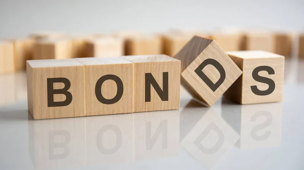 Bloques Madera Con Palabra Bonds Préstamo Equivalente Bono Valor Que — Foto de Stock