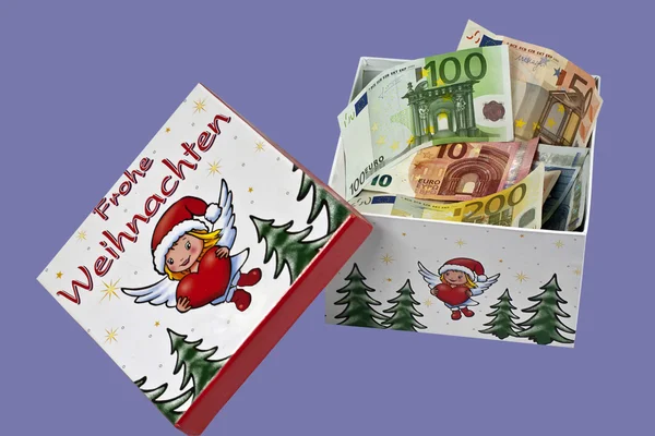 Geldkassette Bargeld für Weihnachtsgeschenk — Stockfoto