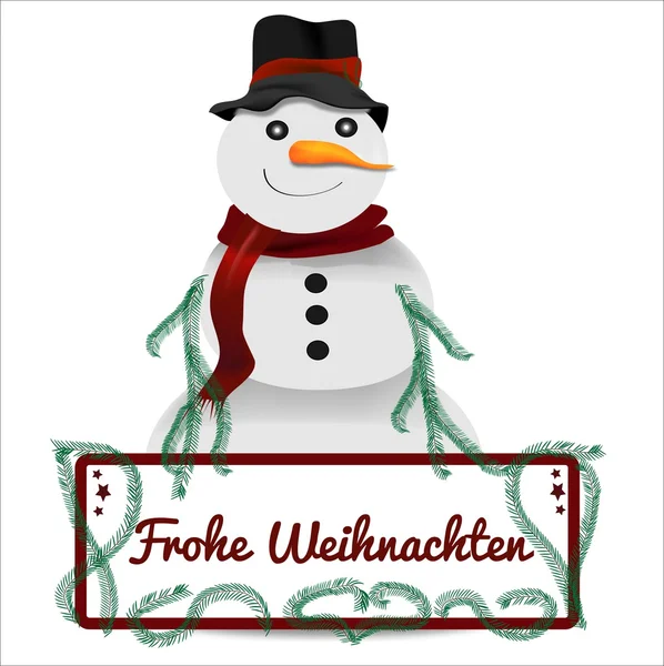 Boneco de neve com vetor de sinal de Natal gráfico — Vetor de Stock