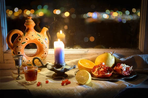 Magic Still Life With Candle Light — Stock Photo, Image