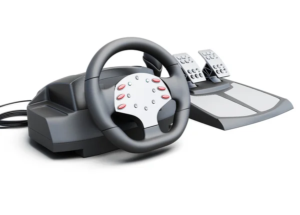 Game racing wheel on a white background. 3d illustration — Stock Fotó
