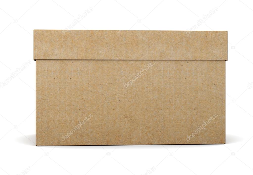 Closed cardboard box isolated on white background. 3d rendering