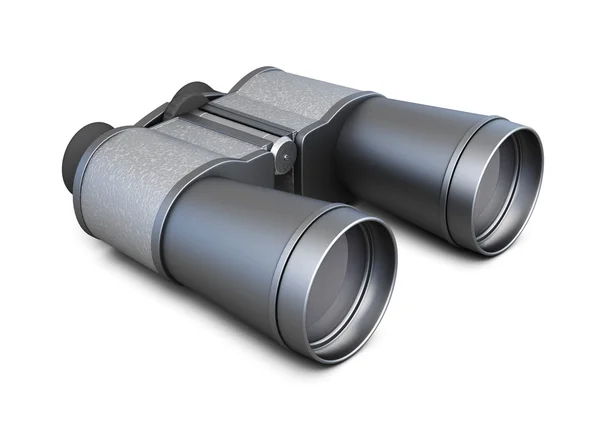 Black binoculars isolated on white background. 3d rendering — Stock Photo, Image