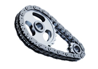 Bicycle chain closeup isolated on white background. 3d render im