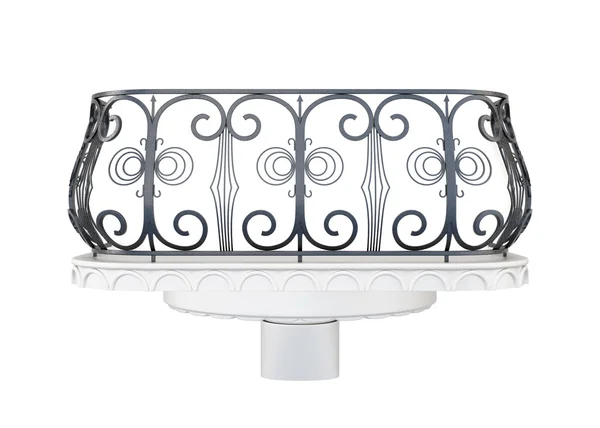 Balcony with a decorative railing isolated on white background — Zdjęcie stockowe