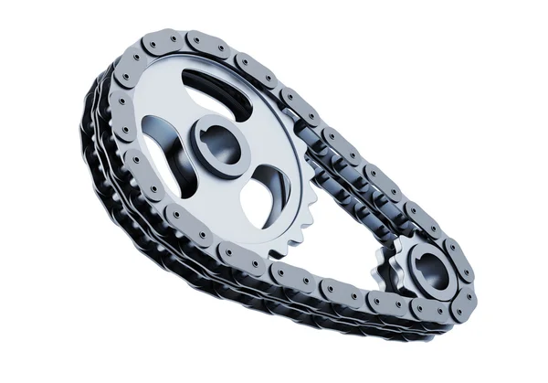 Bicycle chain closeup isolated on white background. 3d render im — Zdjęcie stockowe