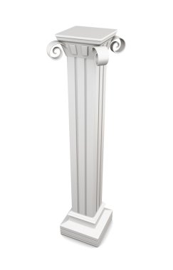 Beyaz arka plan üzerinde izole mermer sütun. 3D render