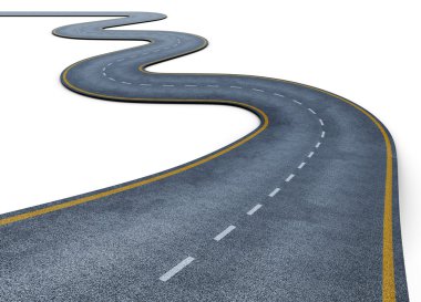 Beyaz arka plan üzerinde izole yol. 3D render resim