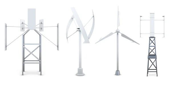 風力発電機のセットです。エネルギーの代替エネルギー源 — ストック写真
