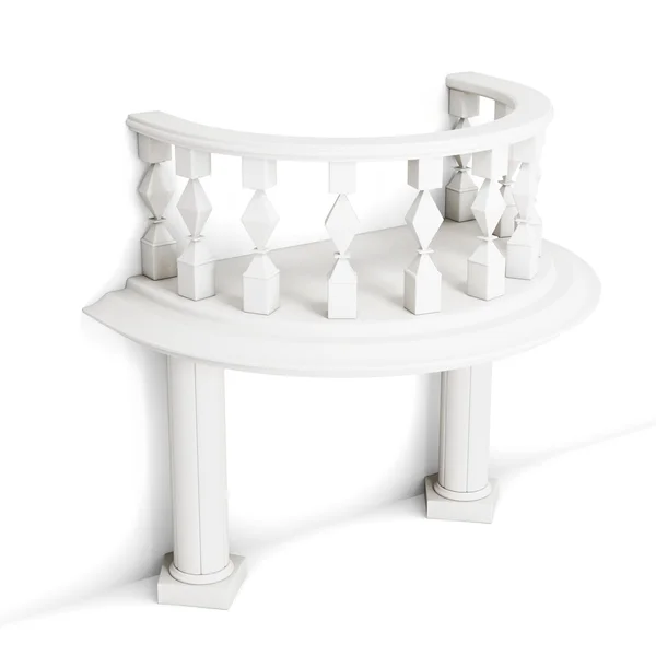 Ozdobny balkon z kolumny na białym tle. 3D — Zdjęcie stockowe