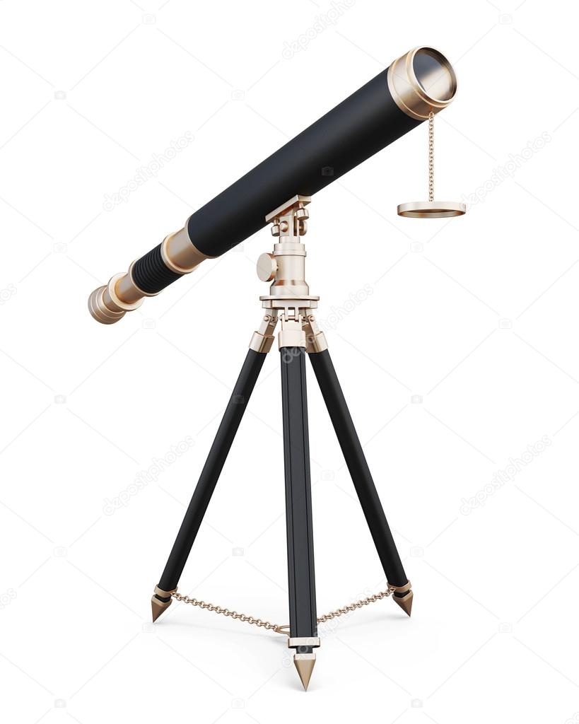 Telescope on stand isolated on white background. 3d rendering