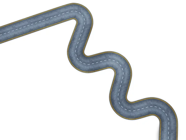 Image of a winding road, top view. 3d render image — Stock Photo, Image