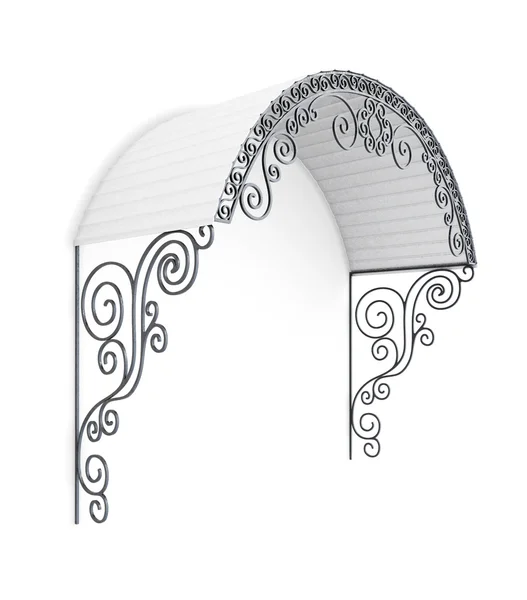 Canopy de metal semicircular sobre fondo blanco. renderizado 3d —  Fotos de Stock