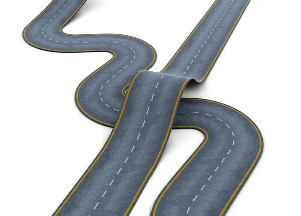 Road over each other on white background. 3d rendering — Stock Photo, Image