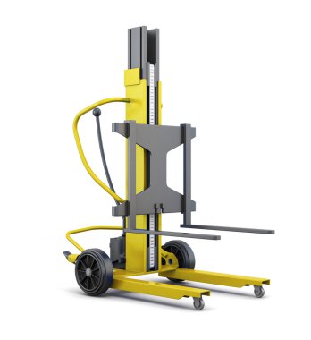 Beyaz bir arka plan üzerinde izole forklift. 3D render