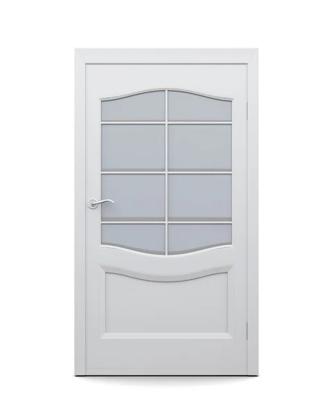 Dveře se sklem izolovaných na bílém pozadí. 3D vykreslování — Stock fotografie