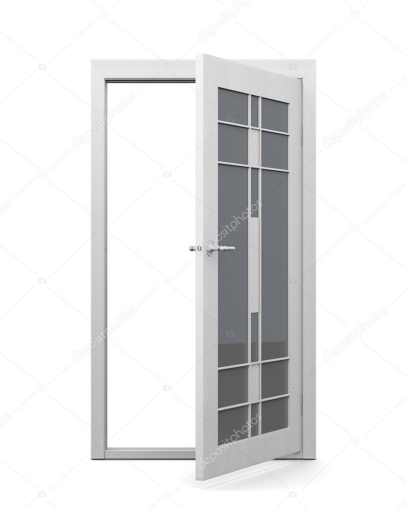 Glazed door isolated on white background. 3d rendering.