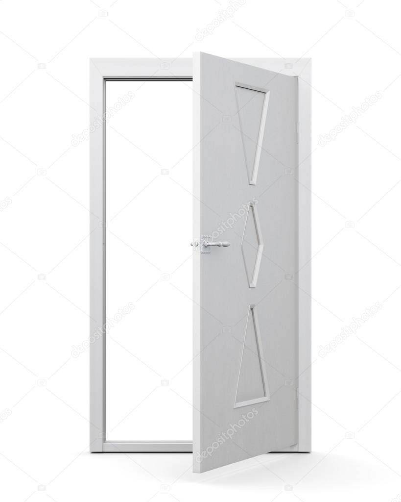 Modern door on a white background. 3d render image