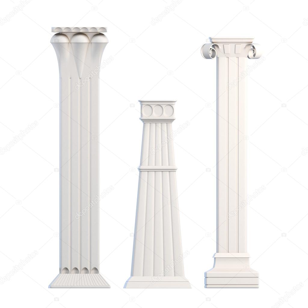Modern columns isolated on white background. 3d rendering