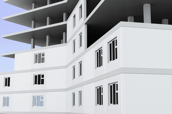 Primer plano de un edificio en construcción. renderizado 3d — Foto de Stock