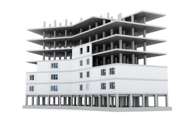 Görüntü yalıtım beyaz bir arka plan üzerinde yeni binalarda. 3D rende