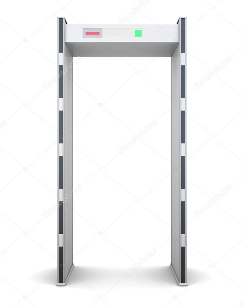 Frame of the metal detector isolated on white background. Front
